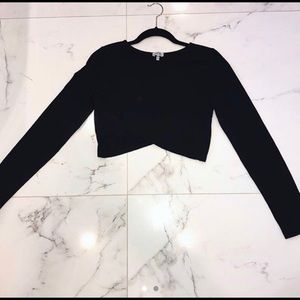 Black Long Sleeve Crop Top